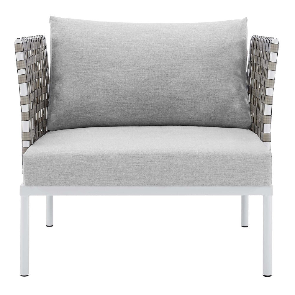 EEI-4954-TAN-GRY Harmony Sunbrella&reg; Basket Weave Outdoor Patio Aluminum Armchair by Modway
