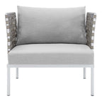 EEI-4954-TAN-GRY Harmony Sunbrella&reg; Basket Weave Outdoor Patio Aluminum Armchair by Modway