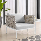 EEI-4954-TAN-GRY Harmony Sunbrella&reg; Basket Weave Outdoor Patio Aluminum Armchair by Modway
