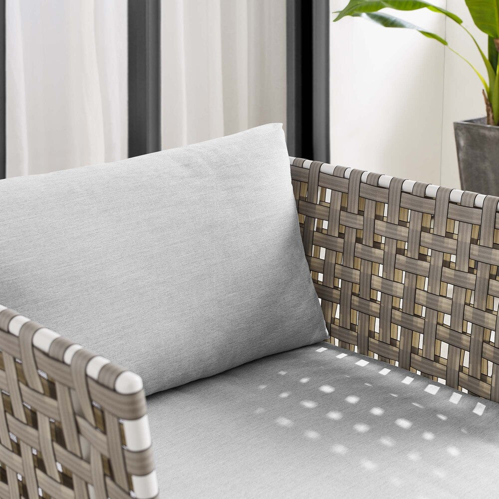 EEI-4954-TAN-GRY Harmony Sunbrella&reg; Basket Weave Outdoor Patio Aluminum Armchair by Modway
