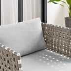 EEI-4954-TAN-GRY Harmony Sunbrella&reg; Basket Weave Outdoor Patio Aluminum Armchair by Modway