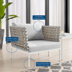 EEI-4954-TAN-GRY Harmony Sunbrella&reg; Basket Weave Outdoor Patio Aluminum Armchair by Modway