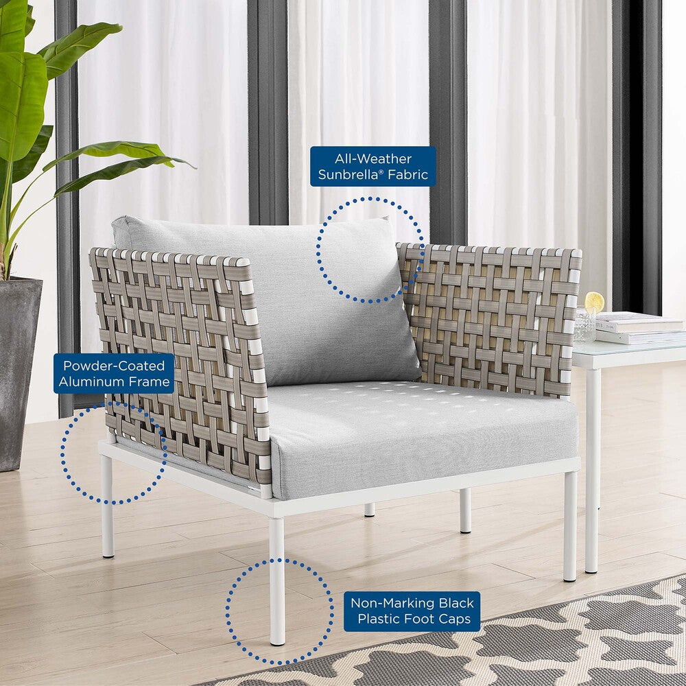 EEI-4954-TAN-GRY Harmony Sunbrella&reg; Basket Weave Outdoor Patio Aluminum Armchair by Modway