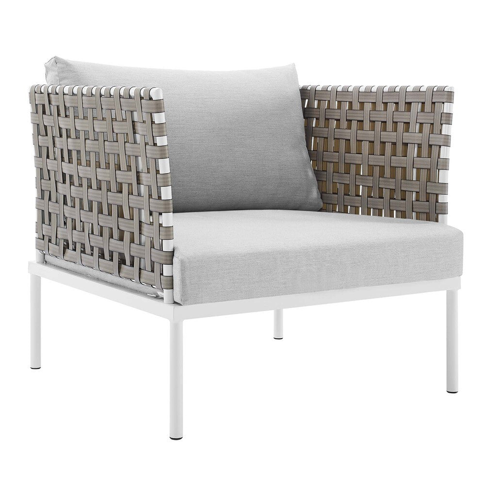 EEI-4954-TAN-GRY Harmony Sunbrella&reg; Basket Weave Outdoor Patio Aluminum Armchair by Modway