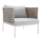 Modway EEI-4954-TAN-GRY Harmony Sunbrella&reg; Basket Weave Outdoor Patio Aluminum Armchair Tan Gray