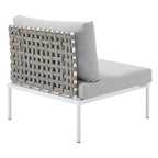 EEI-4958-TAN-GRY Harmony Sunbrella&reg; Basket Weave Outdoor Patio Aluminum Armless Chair by Modway