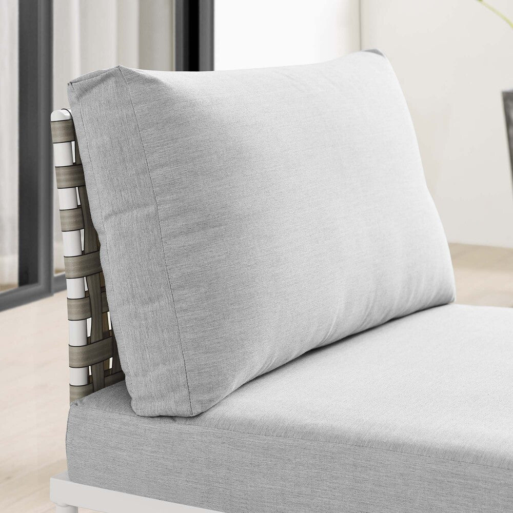 EEI-4958-TAN-GRY Harmony Sunbrella&reg; Basket Weave Outdoor Patio Aluminum Armless Chair by Modway