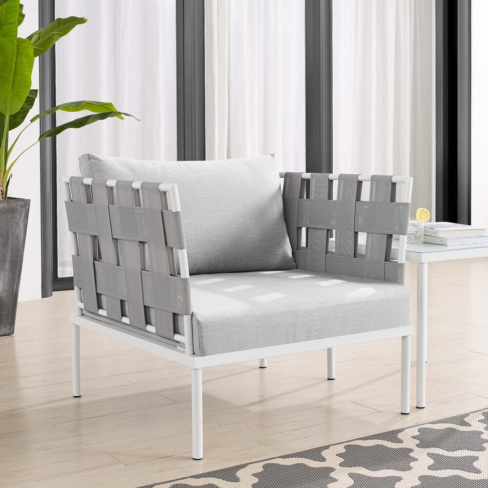 EEI-4956-GRY-GRY Harmony Sunbrella&reg; Outdoor Patio Aluminum Armchair by Modway