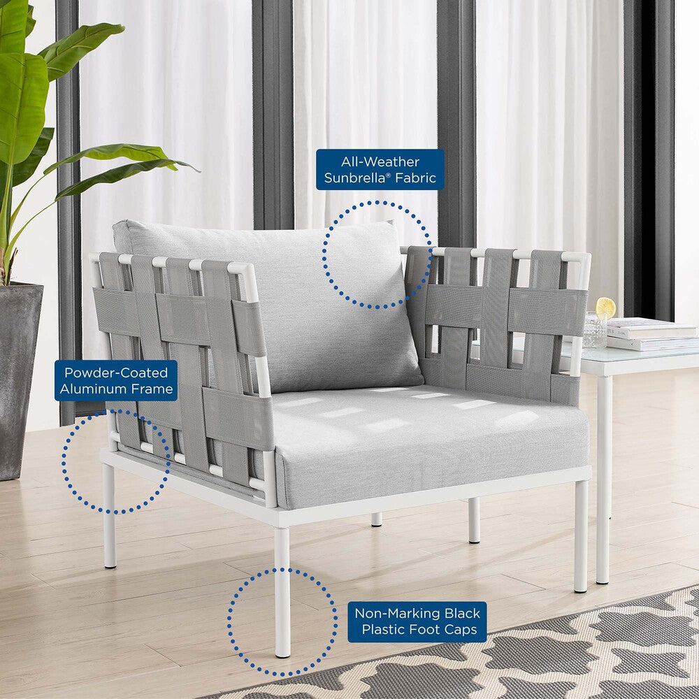 EEI-4956-GRY-GRY Harmony Sunbrella&reg; Outdoor Patio Aluminum Armchair by Modway