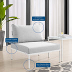 EEI-4960-GRY-GRY Harmony Sunbrella&reg; Outdoor Patio Aluminum Armless Chair by Modway