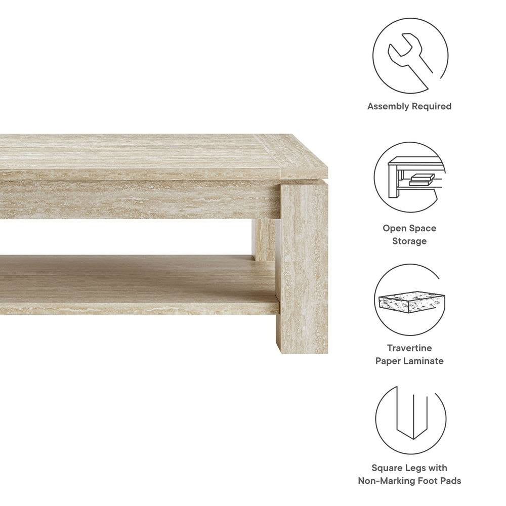 EEI-6908-TRA Hollis Travertine Coffee Table by Modway