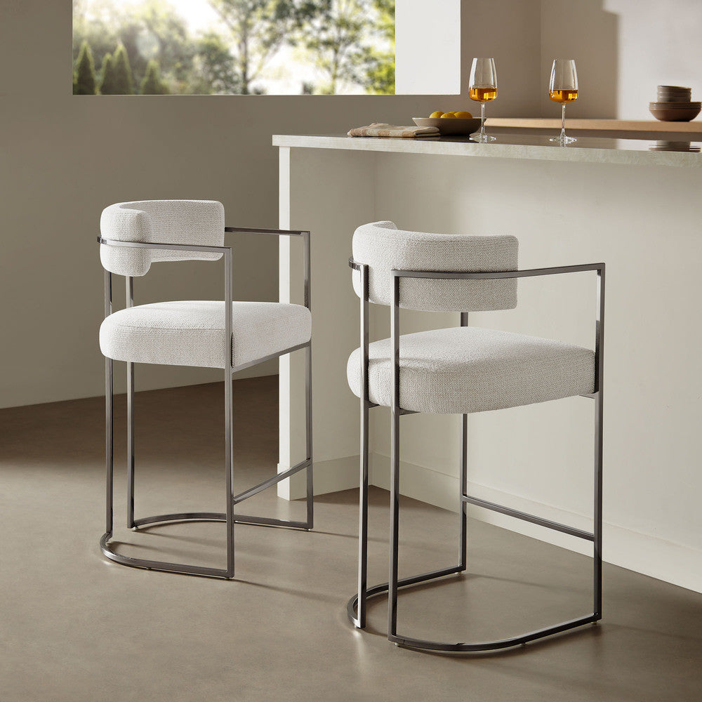 Modway Huron Curved Back Fabric and Metal Counter Stool by Modway-EEI-7227
