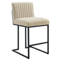 Modway EEI-4653-BEI Indulge Channel Tufted Fabric Counter Stool Beige