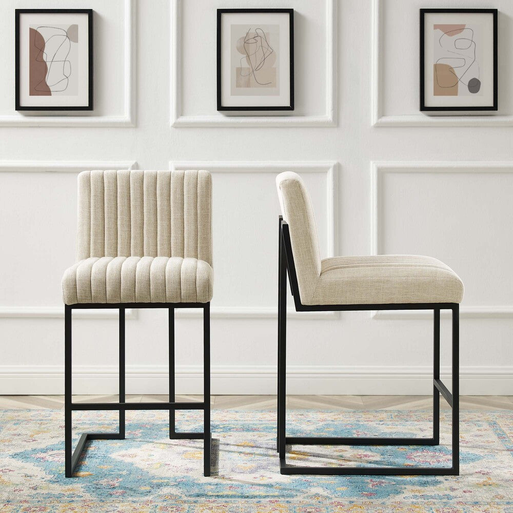 Modway Indulge Channel Tufted Fabric Counter Stools Set of 2 by Modway-EEI-5741-BEI