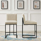 Modway Indulge Channel Tufted Fabric Counter Stools Set of 2 by Modway-EEI-5741-BEI
