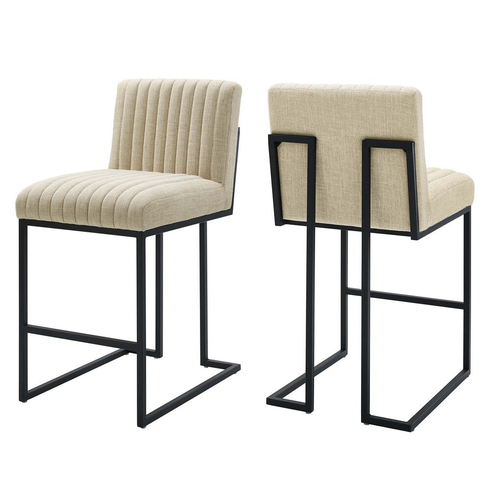 Modway Indulge Channel Tufted Fabric Counter Stools Set of 2 by Modway-EEI-5741-BEI