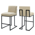 Modway EEI-5741-BEI Indulge Channel Tufted Fabric Counter Stools Set of 2 Beige