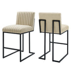 Modway EEI-5741-BEI Indulge Channel Tufted Fabric Counter Stools Set of 2 Beige