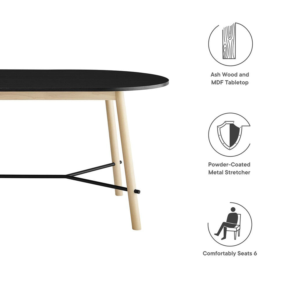 EEI-6836-BLK-OAK Infuse 71" Wood Grain Dining Table by Modway