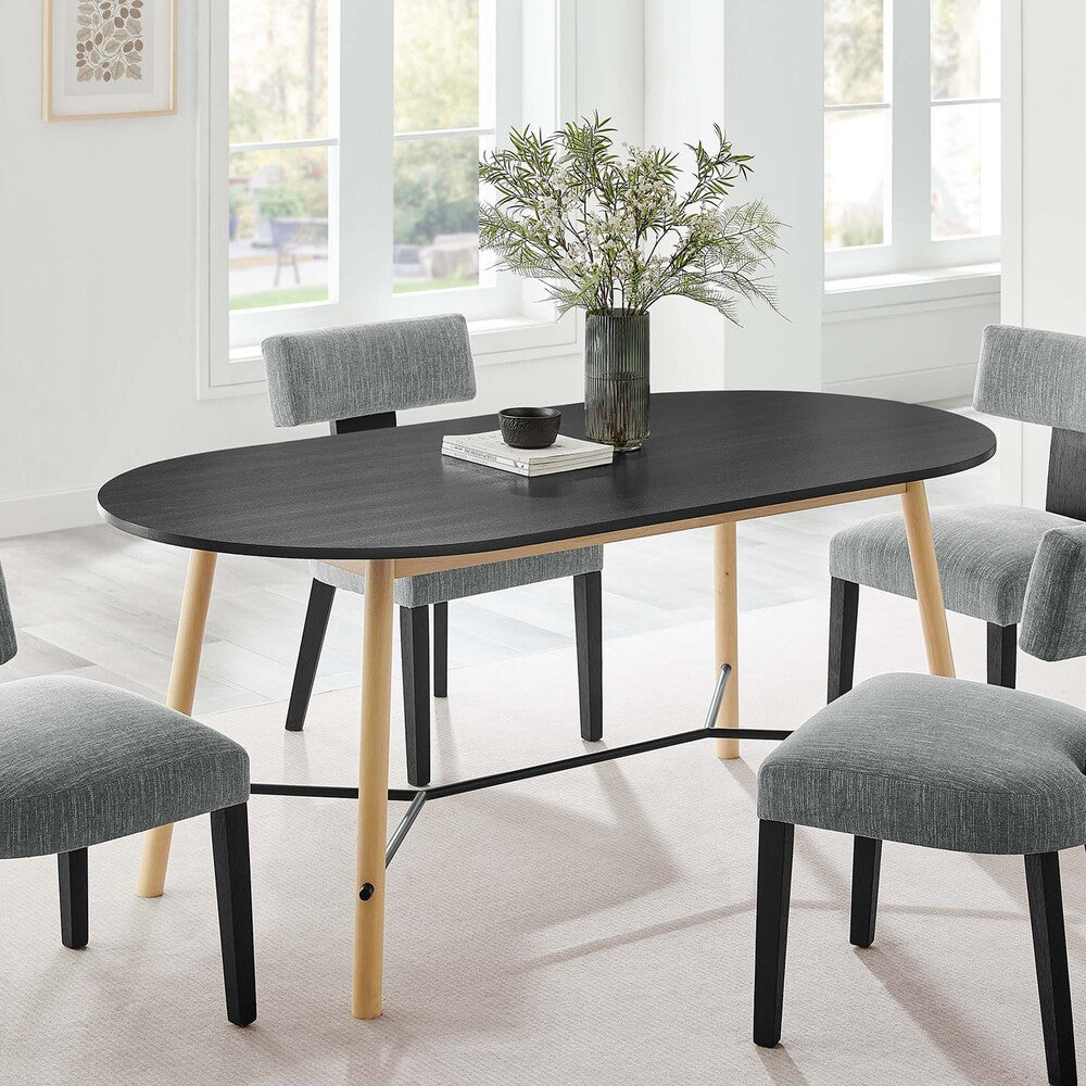 EEI-6836-BLK-OAK Infuse 71" Wood Grain Dining Table by Modway