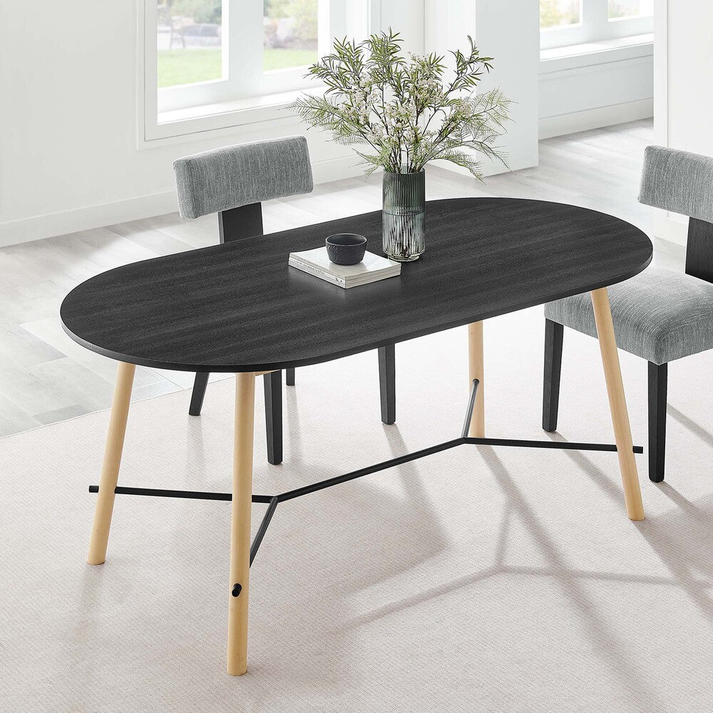 EEI-6836-BLK-OAK Infuse 71" Wood Grain Dining Table by Modway