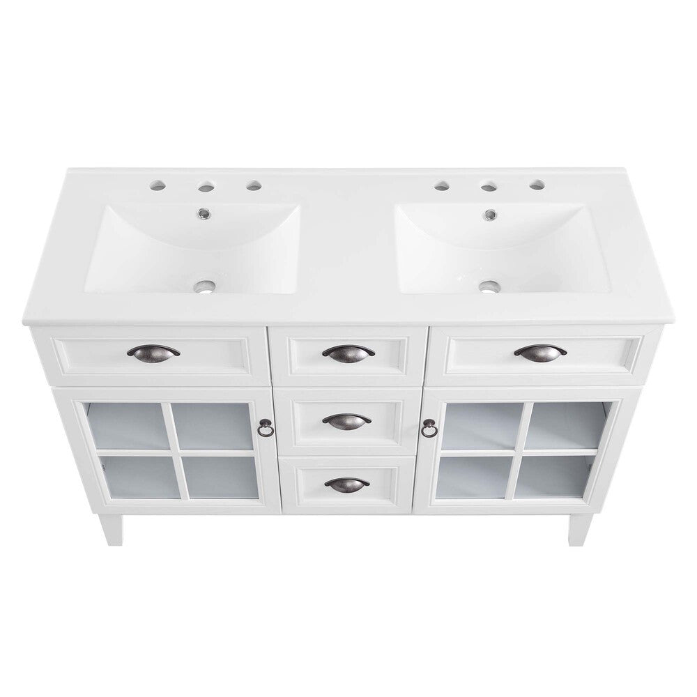 EEI-5428-WHI-WHI Isle 48" Double Bathroom Vanity Cabinet by Modway