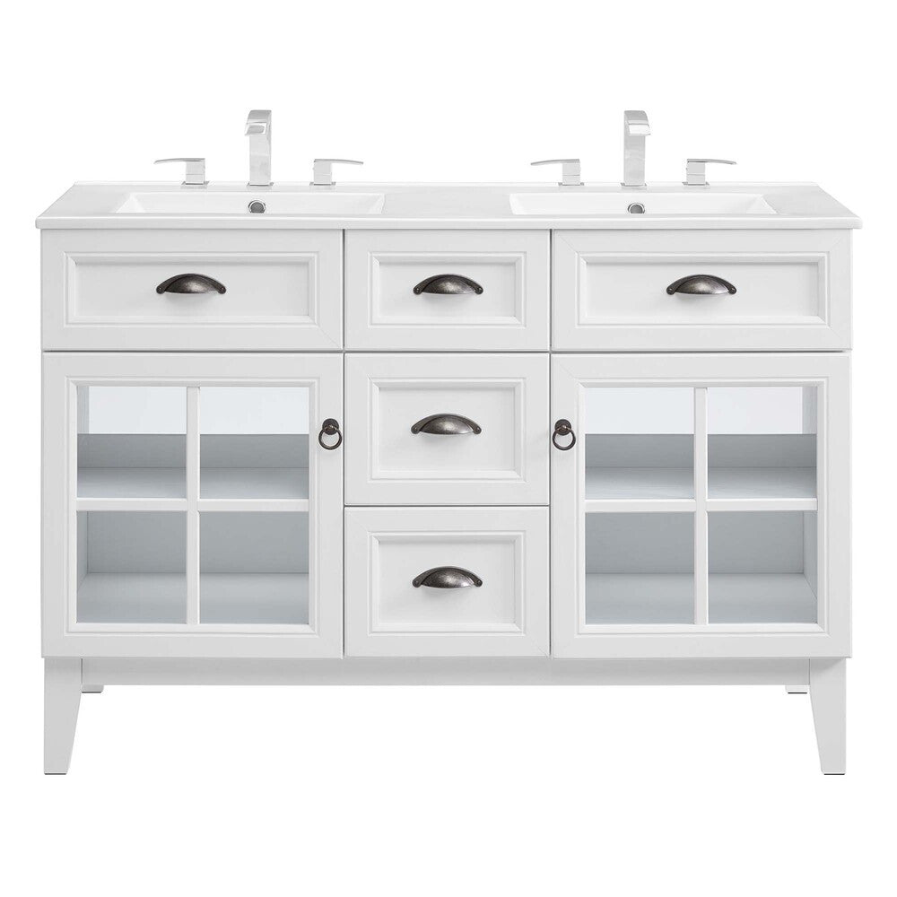EEI-5428-WHI-WHI Isle 48" Double Bathroom Vanity Cabinet by Modway