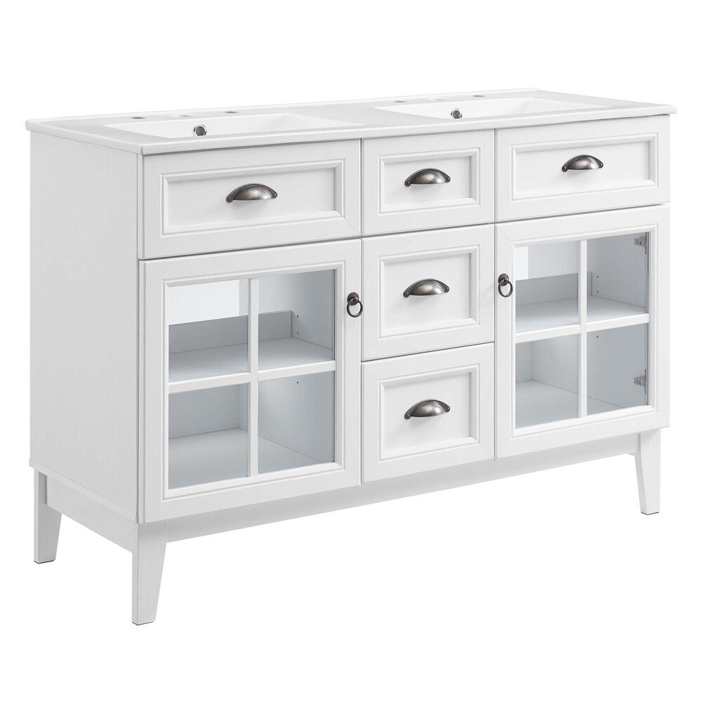 EEI-5428-WHI-WHI Isle 48" Double Bathroom Vanity Cabinet by Modway