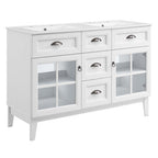 Modway EEI-5428-WHI-WHI Isle 48" Double Bathroom Vanity Cabinet White White