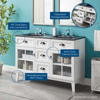 EEI-5480-WHI-BLK Isle 48" Double Bathroom Vanity Cabinet by Modway