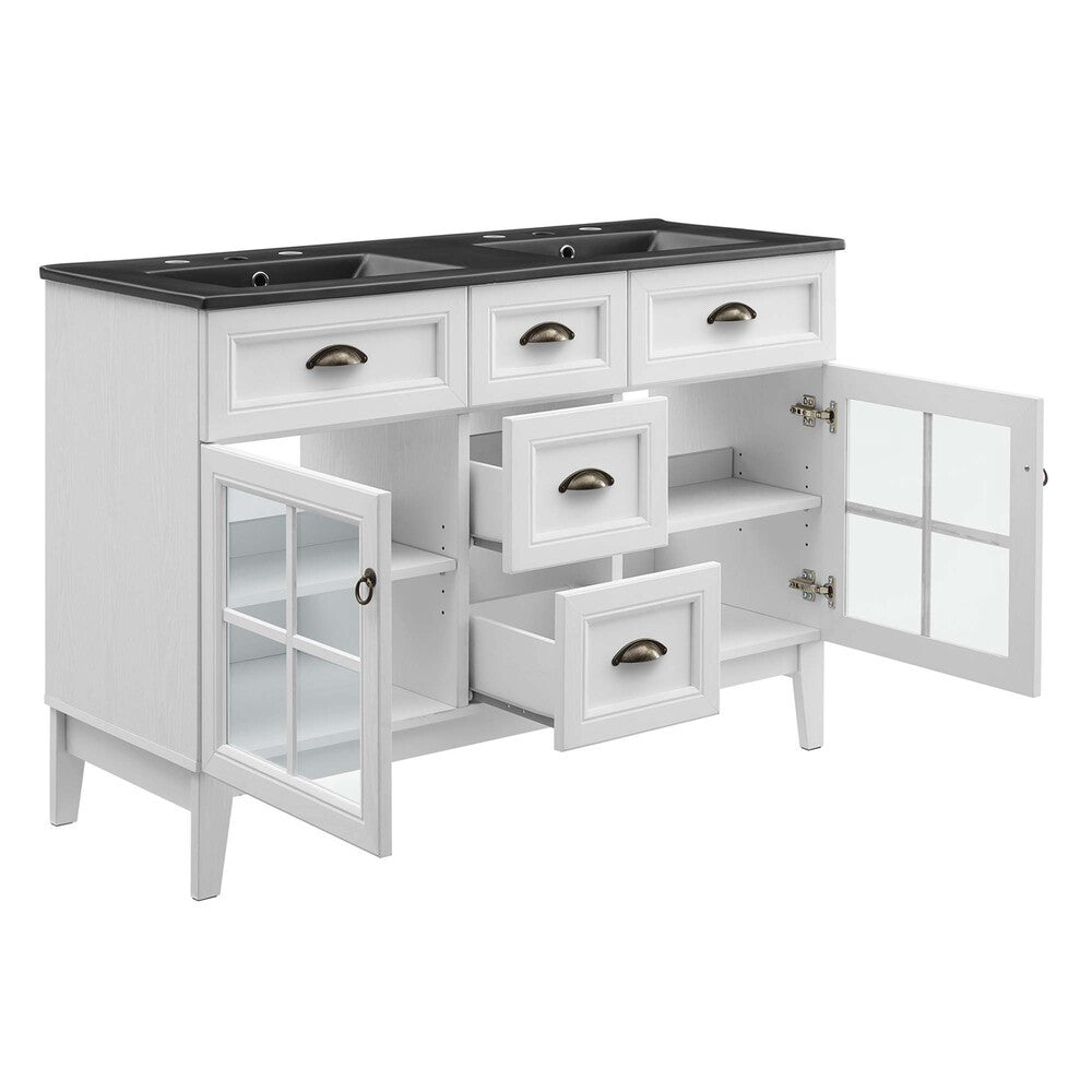 EEI-5480-WHI-BLK Isle 48" Double Bathroom Vanity Cabinet by Modway