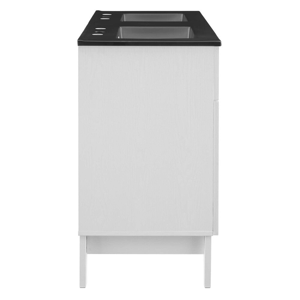 EEI-5480-WHI-BLK Isle 48" Double Bathroom Vanity Cabinet by Modway