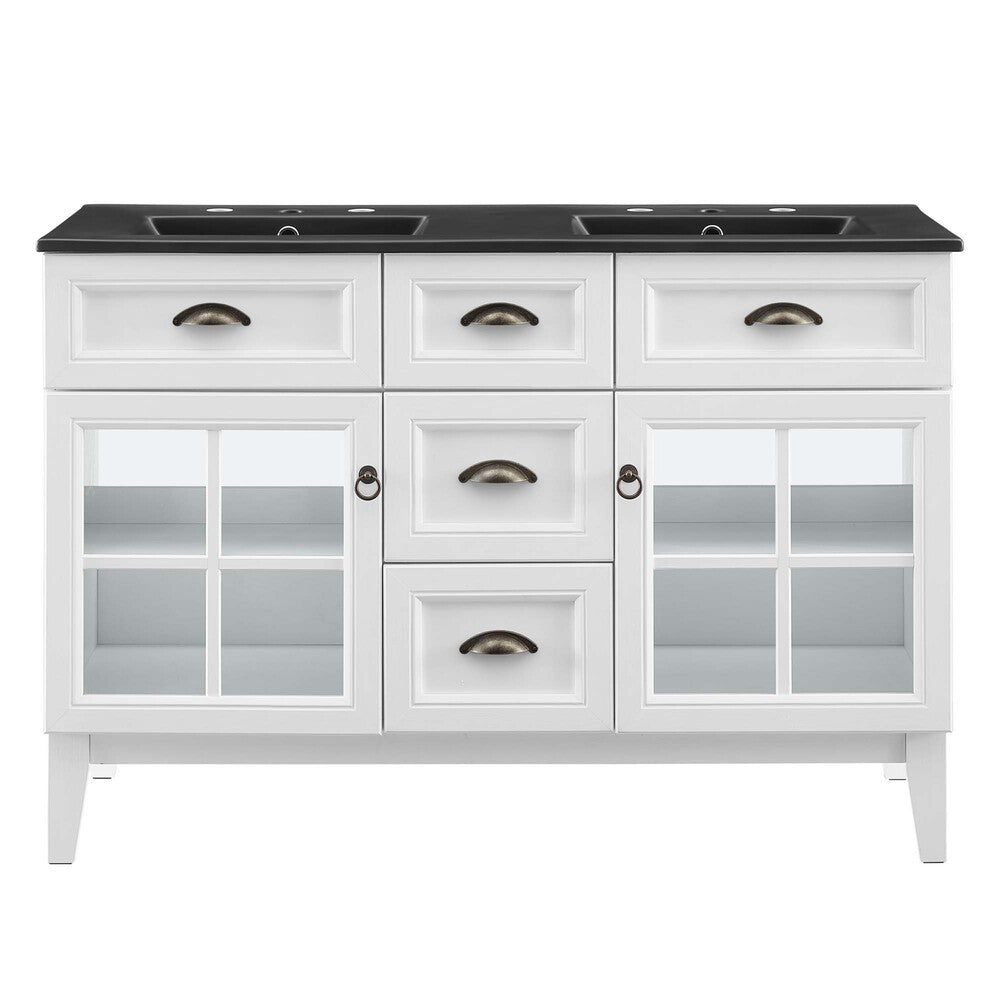 EEI-5480-WHI-BLK Isle 48" Double Bathroom Vanity Cabinet by Modway