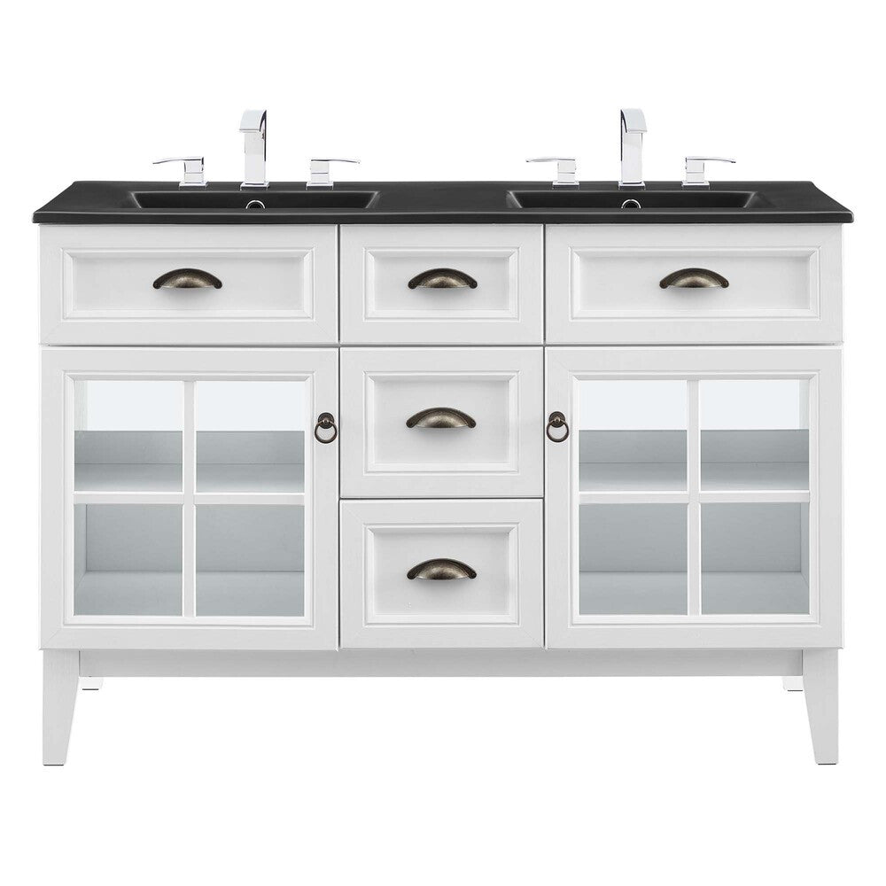 EEI-5480-WHI-BLK Isle 48" Double Bathroom Vanity Cabinet by Modway