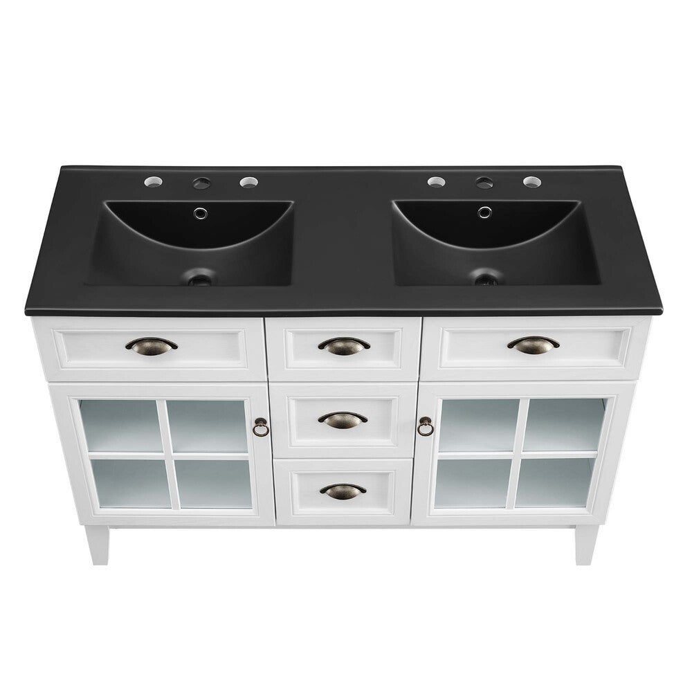EEI-5480-WHI-BLK Isle 48" Double Bathroom Vanity Cabinet by Modway