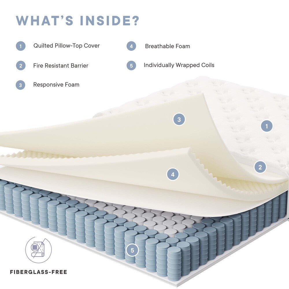 MOD-7089-WHI Jenna 12" Innerspring and Foam Queen Mattress by Modway