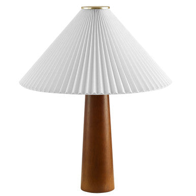 Modway EEI-7212-WAL Jessica Wooden Base Table Lamp With Pleated Fabric Shade Walnut