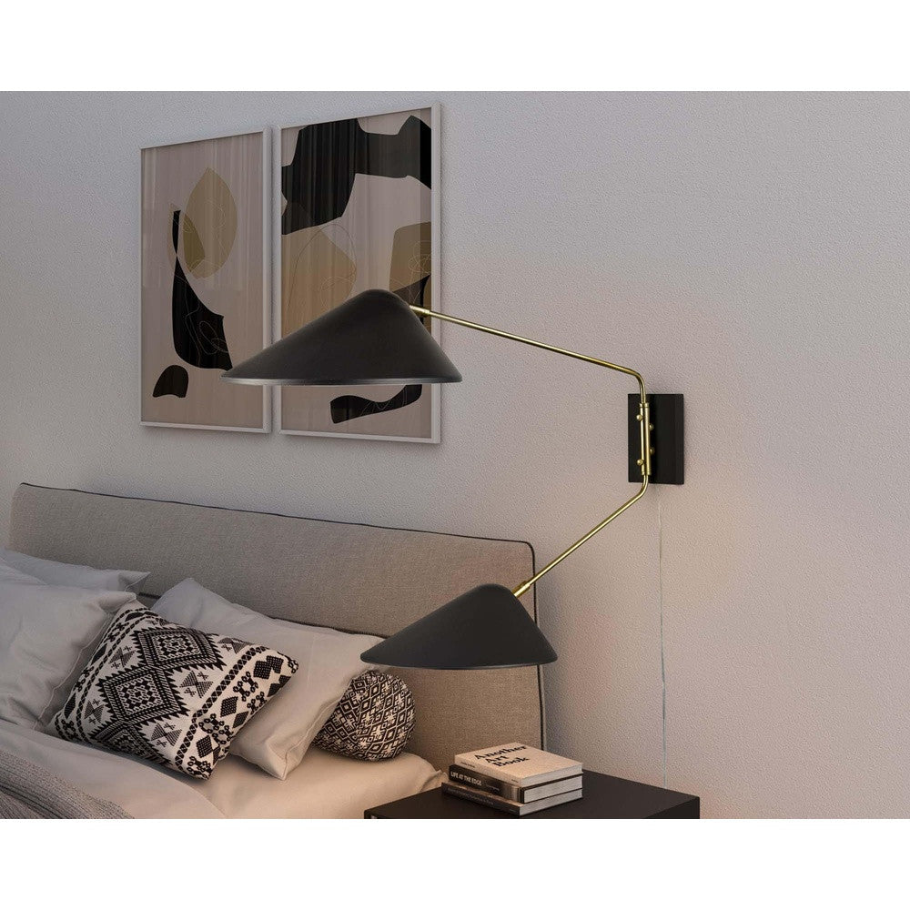 EEI-5294-BLK Journey 2-Light Swing Arm Wall Sconce by Modway