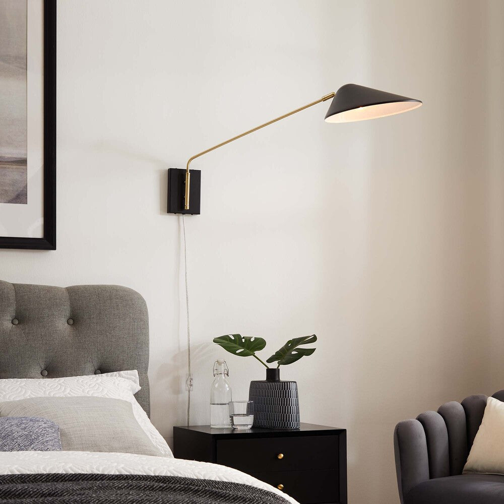 EEI-5295-BLK Journey 24" Swing Arm Wall Sconce by Modway