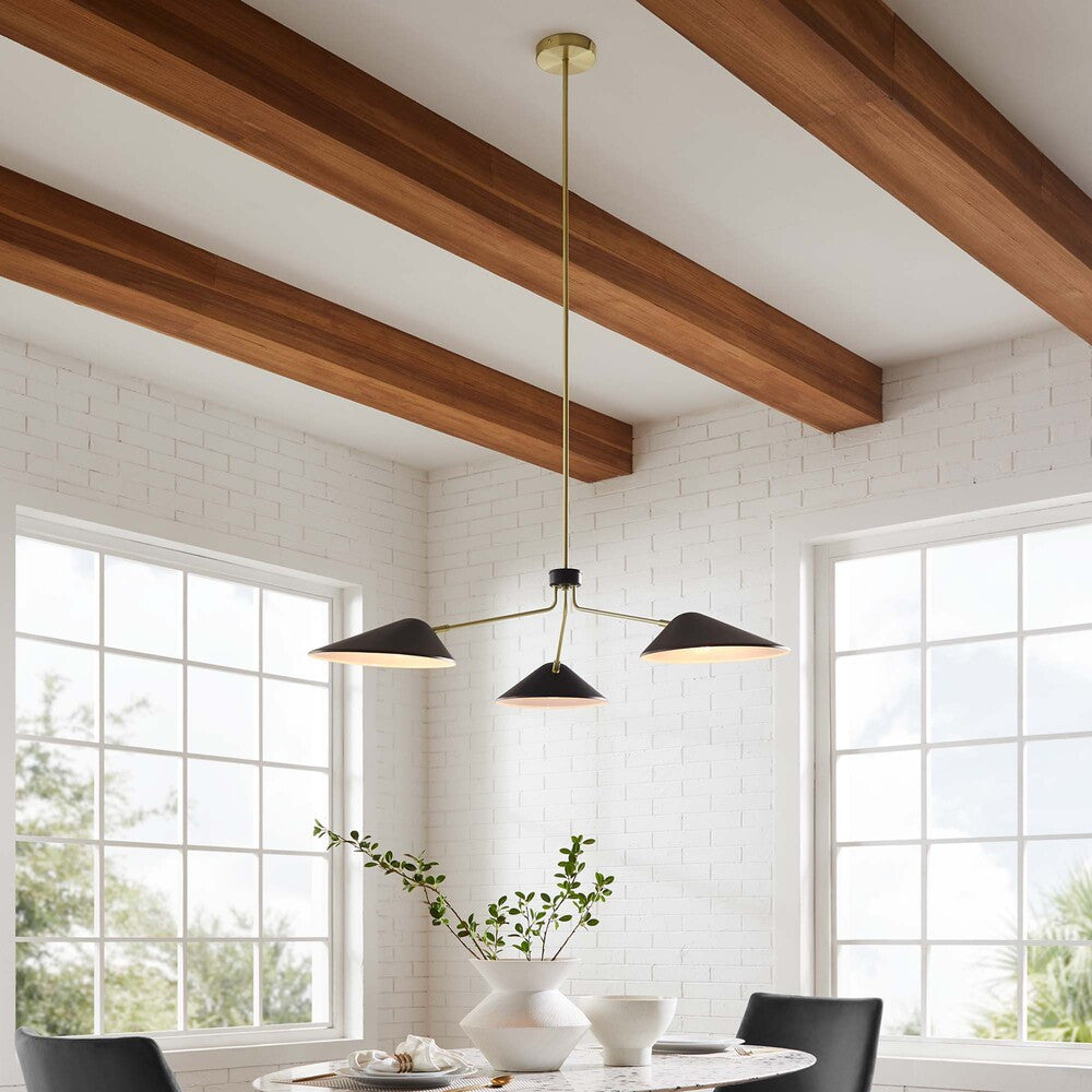 EEI-5297-BLK Journey 3-Light 14" Arm Pendant by Modway