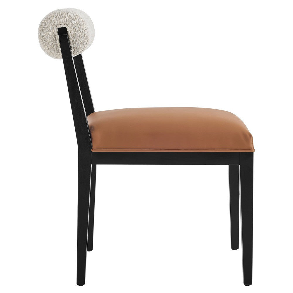 EEI-6992-PRL-TAN-BLK Kai Boucle and Vegan Leather Dining Chair by Modway