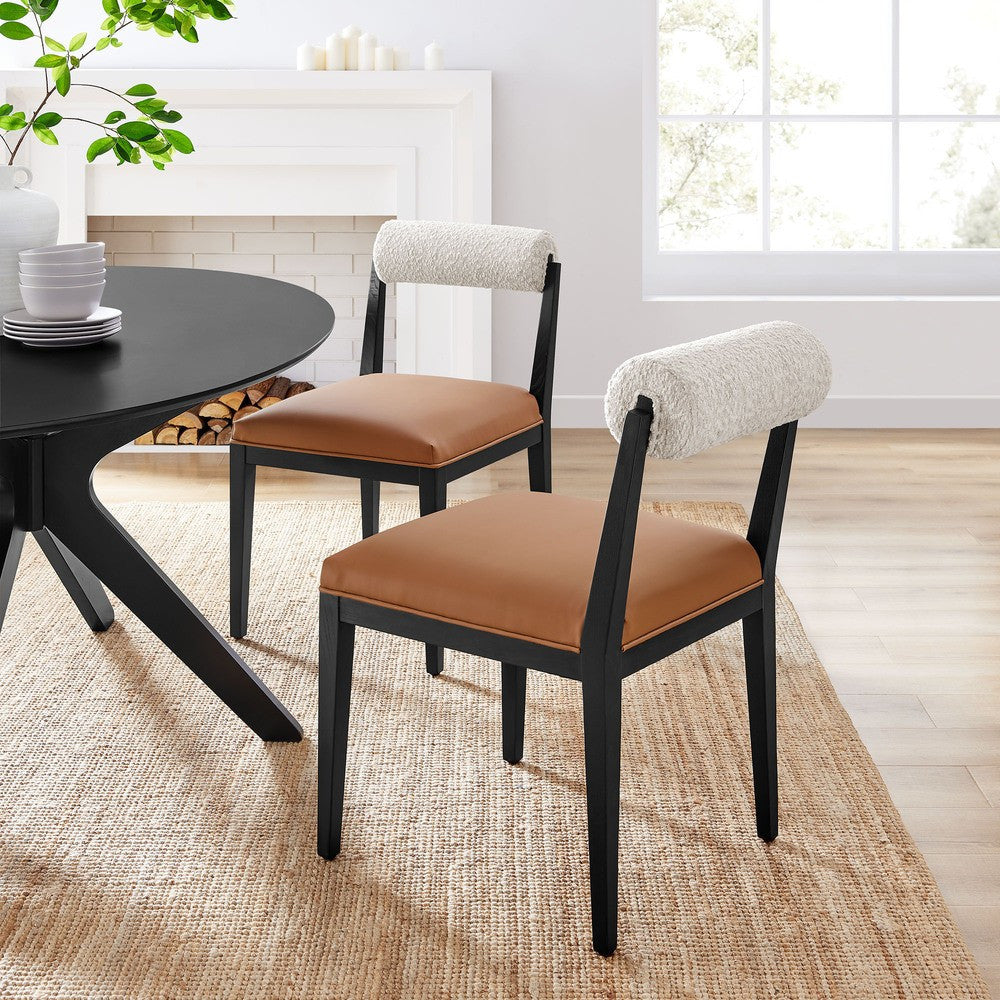 EEI-6992-PRL-TAN-BLK Kai Boucle and Vegan Leather Dining Chair by Modway