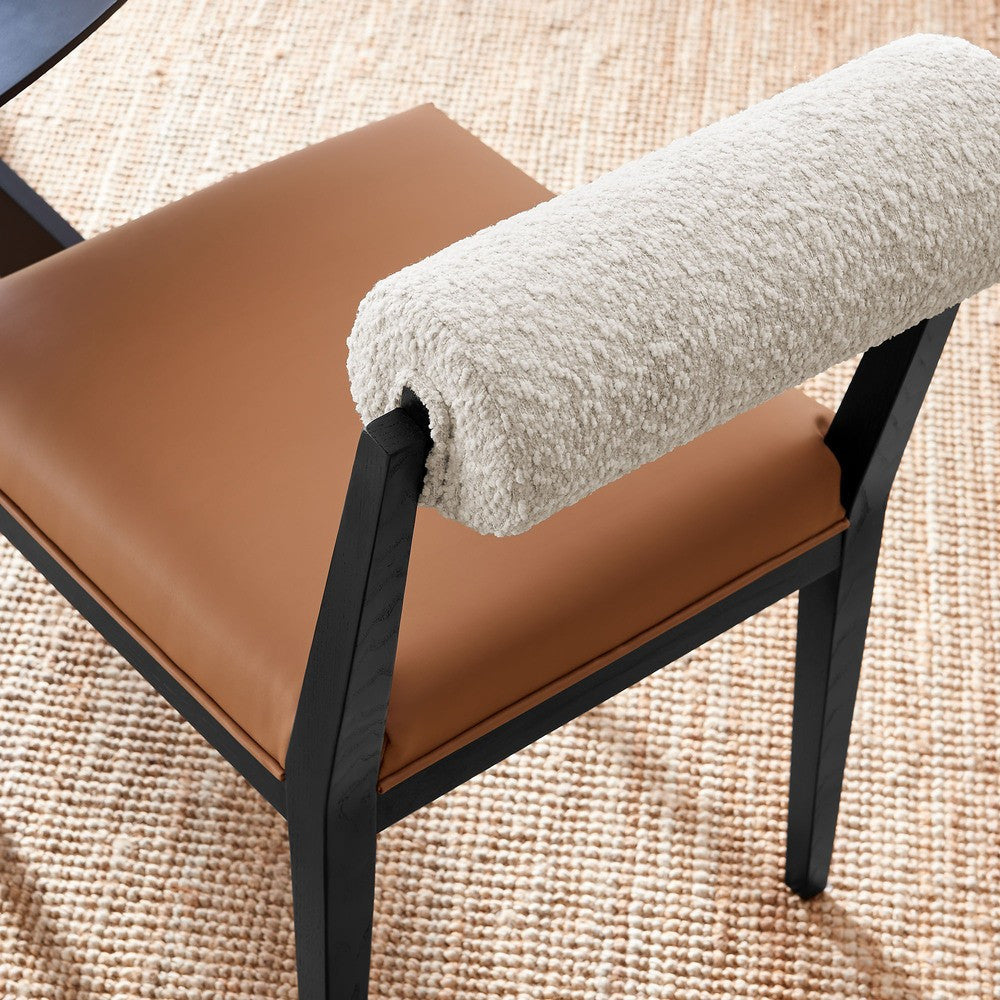 EEI-6992-PRL-TAN-BLK Kai Boucle and Vegan Leather Dining Chair by Modway