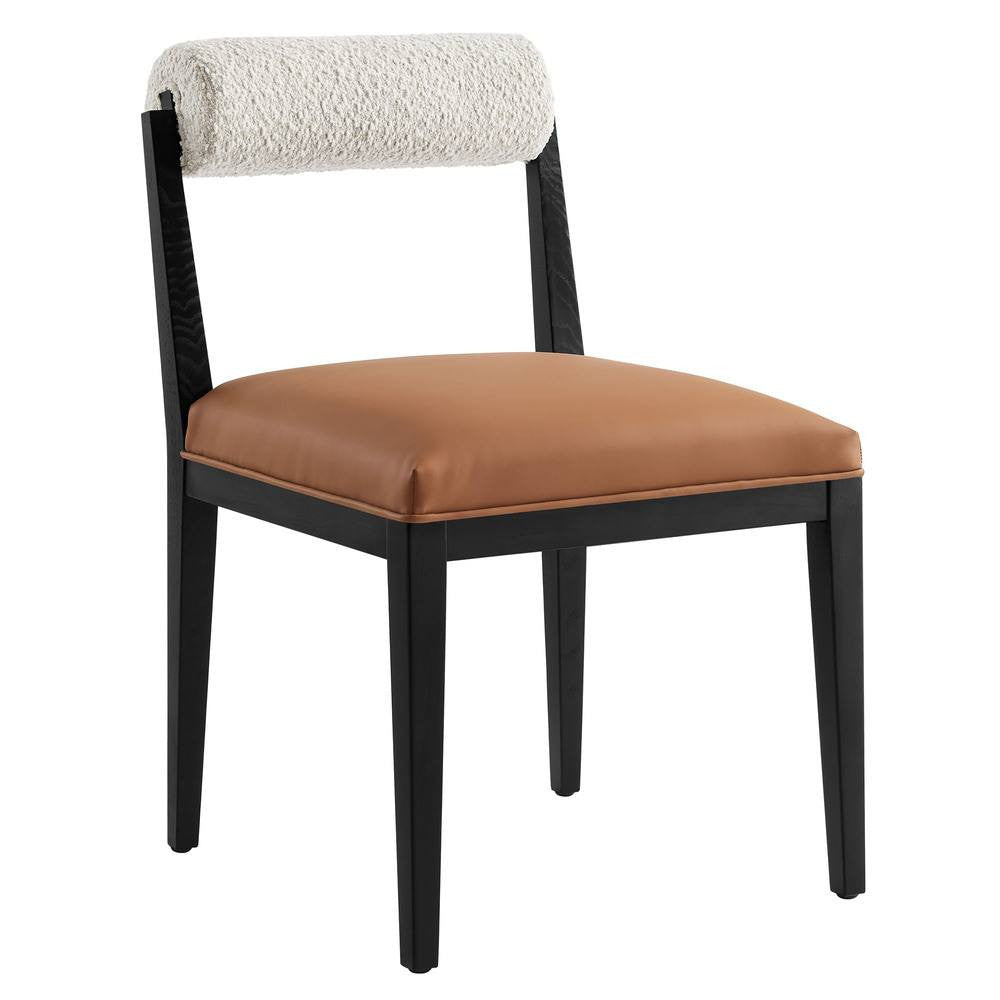 EEI-6992-PRL-TAN-BLK Kai Boucle and Vegan Leather Dining Chair by Modway