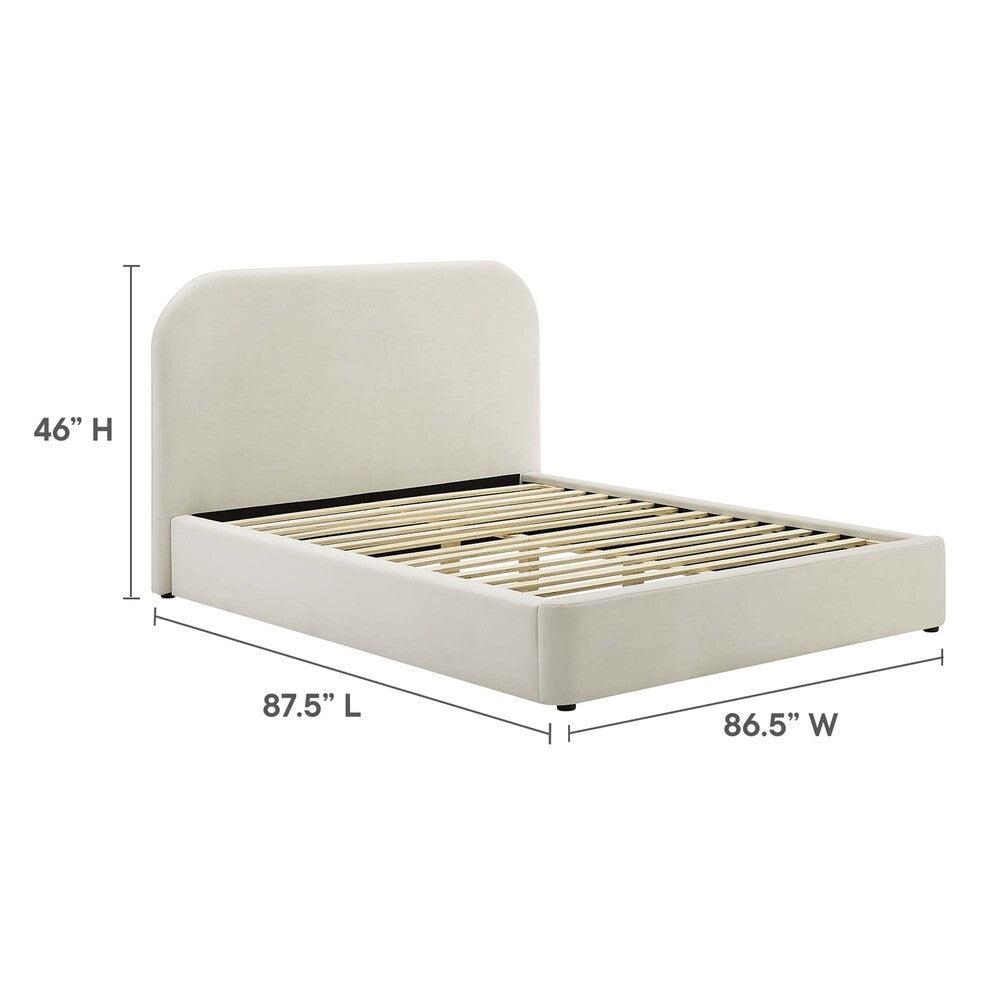 MOD-7143 Keynote Performance Velvet Curved King Platform Bed by Modway