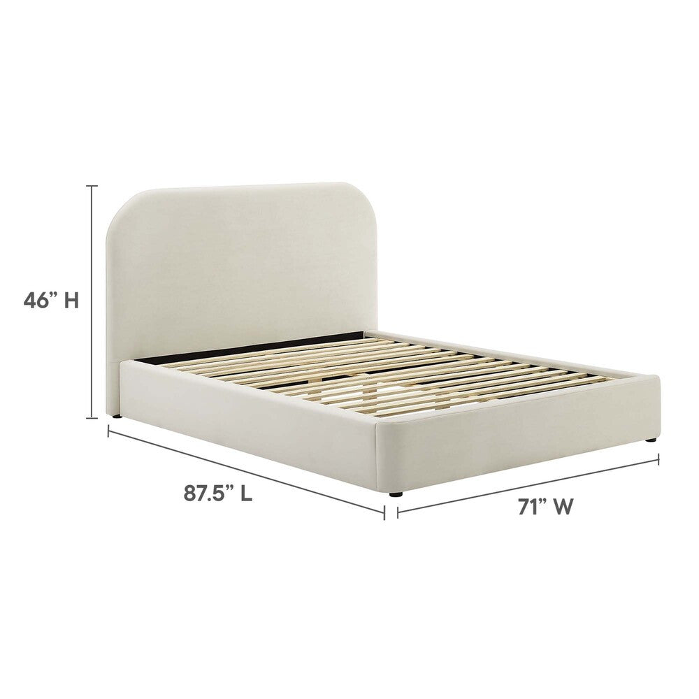 MOD-7141 Keynote Performance Velvet Curved Queen Platform Bed by Modway
