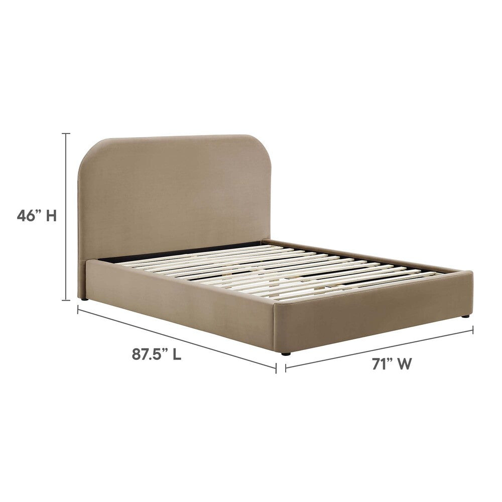 MOD-7141 Keynote Performance Velvet Curved Queen Platform Bed by Modway