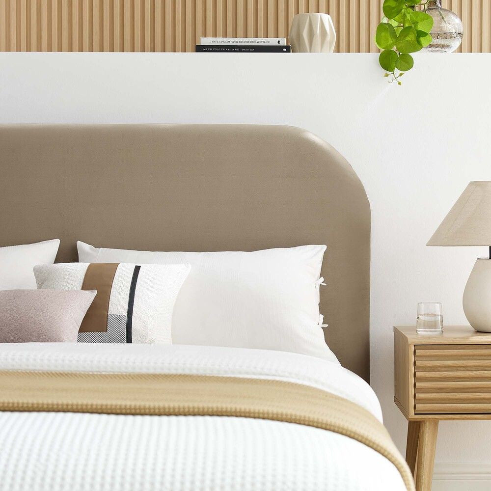 MOD-7141 Keynote Performance Velvet Curved Queen Platform Bed by Modway