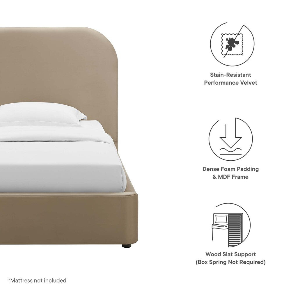 MOD-7137 Keynote Performance Velvet Curved Twin Platform Bed by Modway