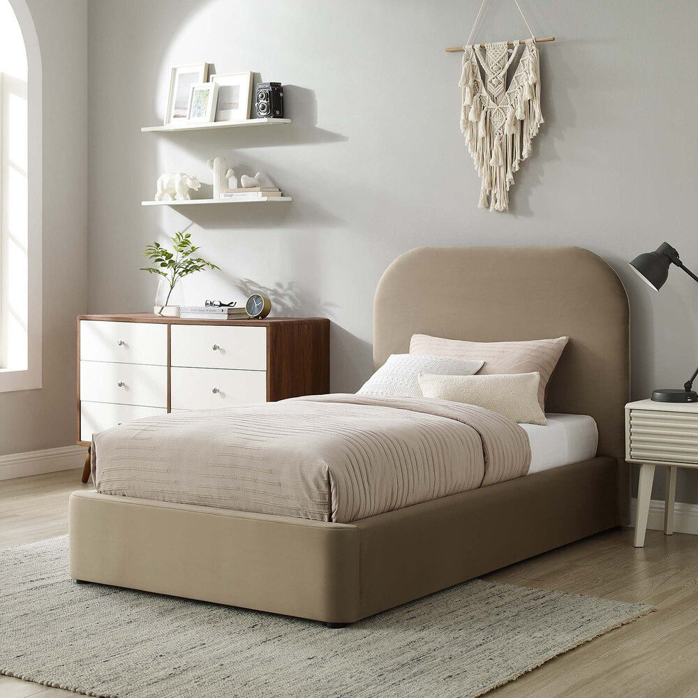 MOD-7137 Keynote Performance Velvet Curved Twin Platform Bed by Modway